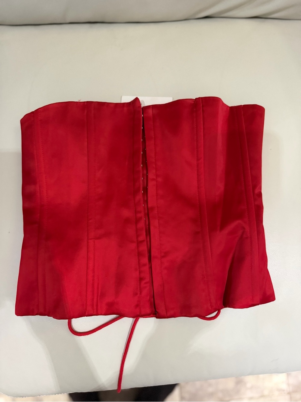 Danielle Guizio Red Satin Corset Top